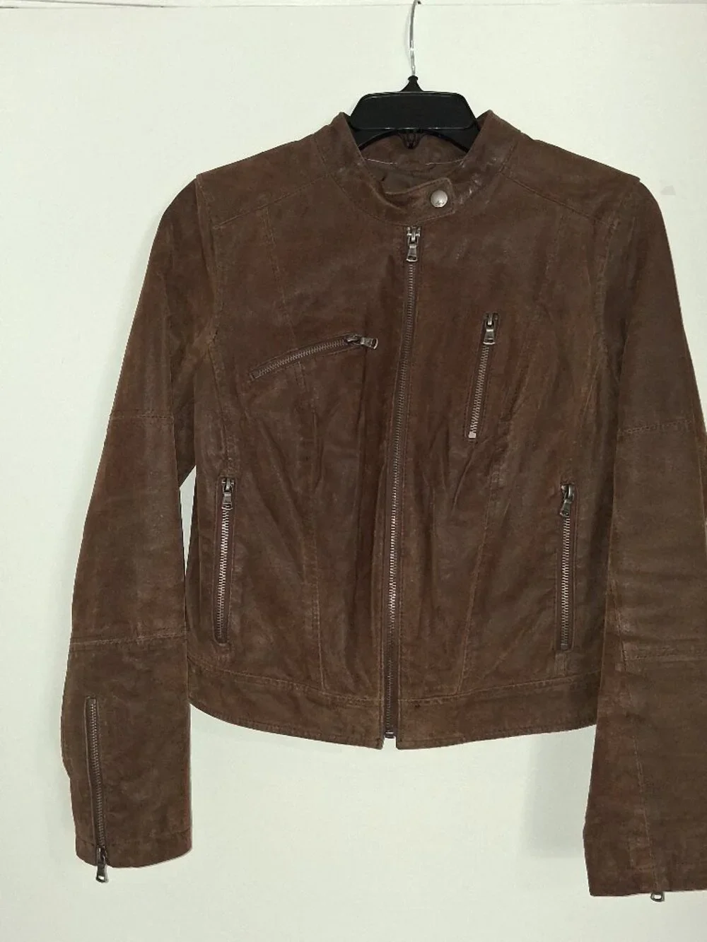 Levi's Vintage Brown Suede Leather Cafe Racer Moto Jacket PM